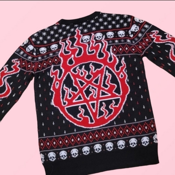 Killstar Festive As Fck AF Goth Holiday Christmas Ugly Pentagram Sweater (S) - Picture 4 of 7